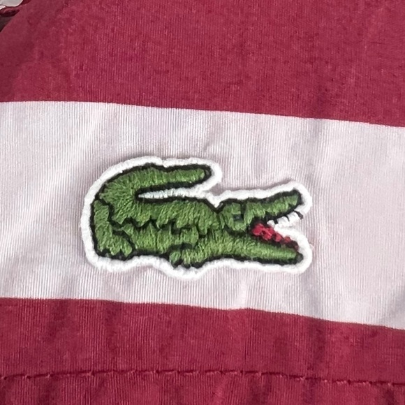 Lacoste Mens Large Swim Shorts Striped Red White 5” Inseam Polyamide Beach EUC - Picture 11 of 12